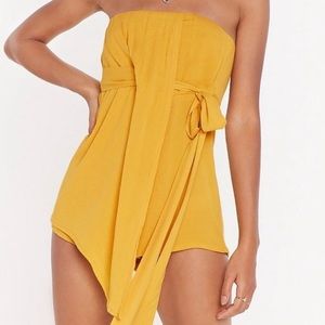 NWOT asymmetrical yellow romper